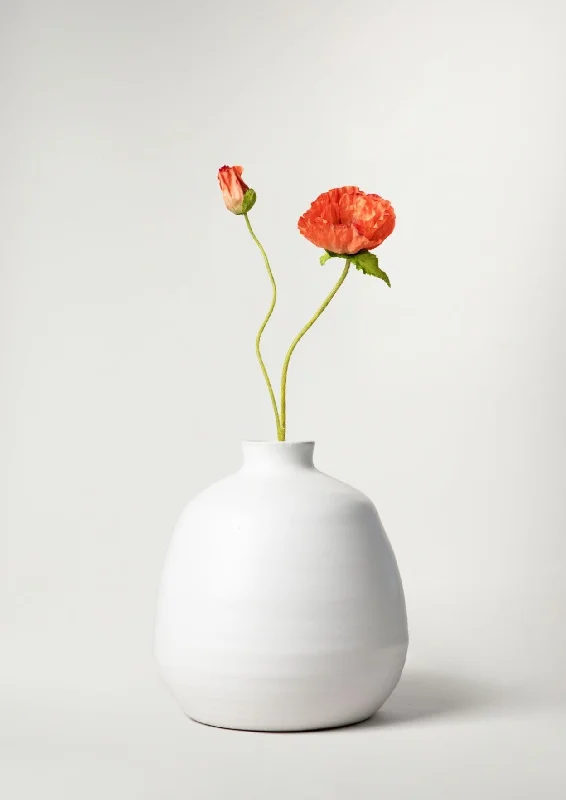 Contemporary matte wall art-Large Handmade Ceramic Ronda Vase in Matte White Glaze - 10.5"