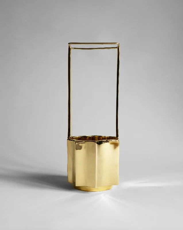 Modern brass table ornament-Ikebana Vase - Brass