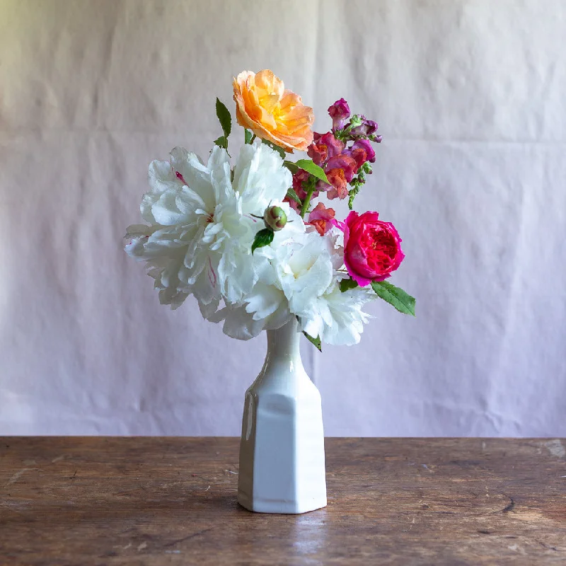 Large floral shelf decor-Creamware Hand Cast Bud Vase 4541-2