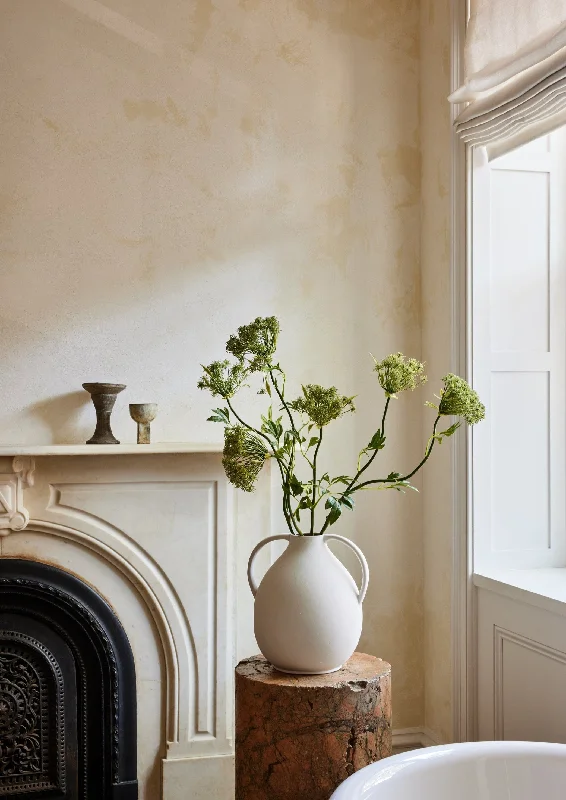 Minimalist white shelf unit-Afloral Clay Jug Vase - 14"