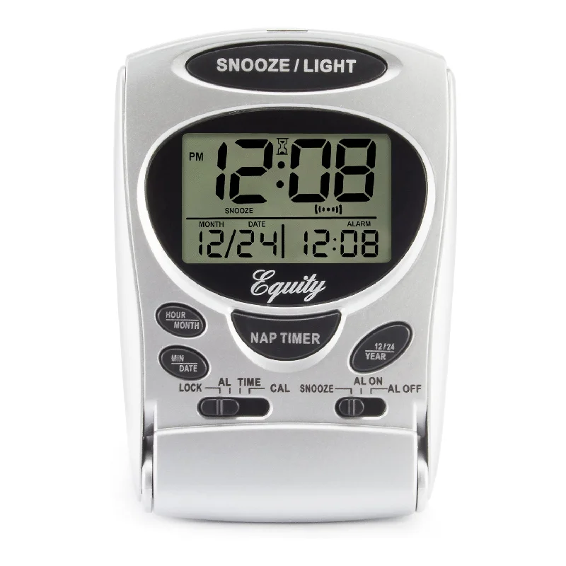 Vintage silver mirror accent-31300 LCD Digital Fold-Up Travel Alarm Clock