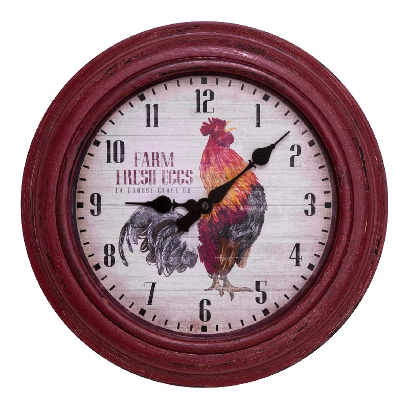 Elegant velvet wall art-404-3630 12-inch Rooster Wall Clock