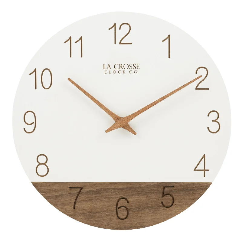 Minimalist gray shelf decor-404-3630B 12-inch Sierra Wood Wall Clock