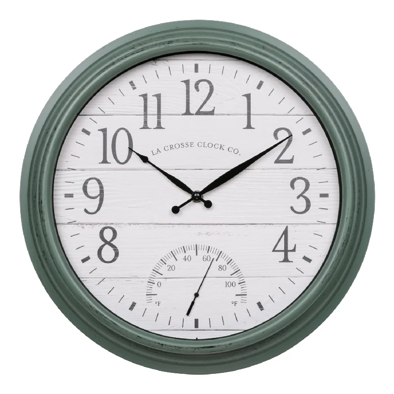 Large geometric wall mirror-404-3840SG 15.75-inch Indoor/Outdoor Analog Wall Clock w/ Temperature