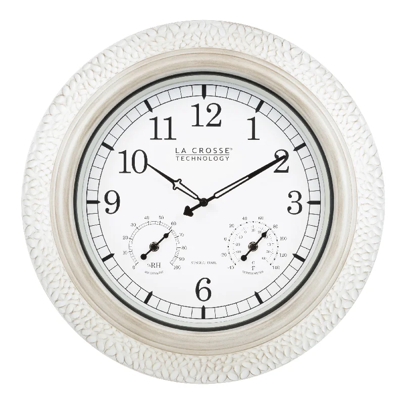 Handmade bamboo wall art-433-29917 21-inch Indoor/Outdoor Atomic White-Washed Wall Clock