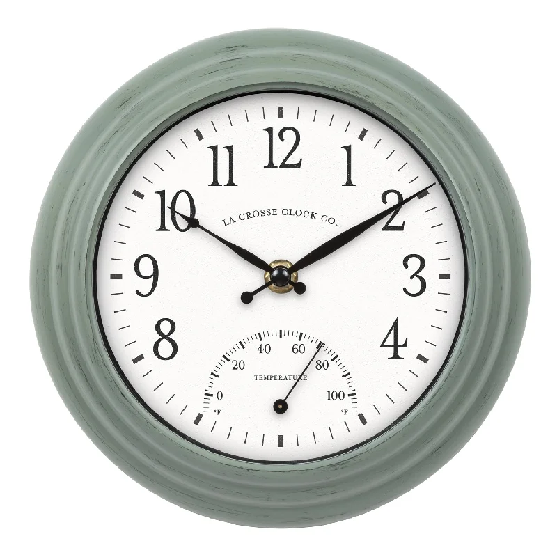 Large abstract wall art-433-3020 8-inch Outdoor Wall Clock with Thermometer