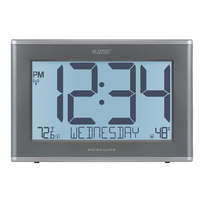 Contemporary ceramic table mat-513-21867 Jumbo Atomic Wall Clock with Indoor Temp, Humidity and Backlight