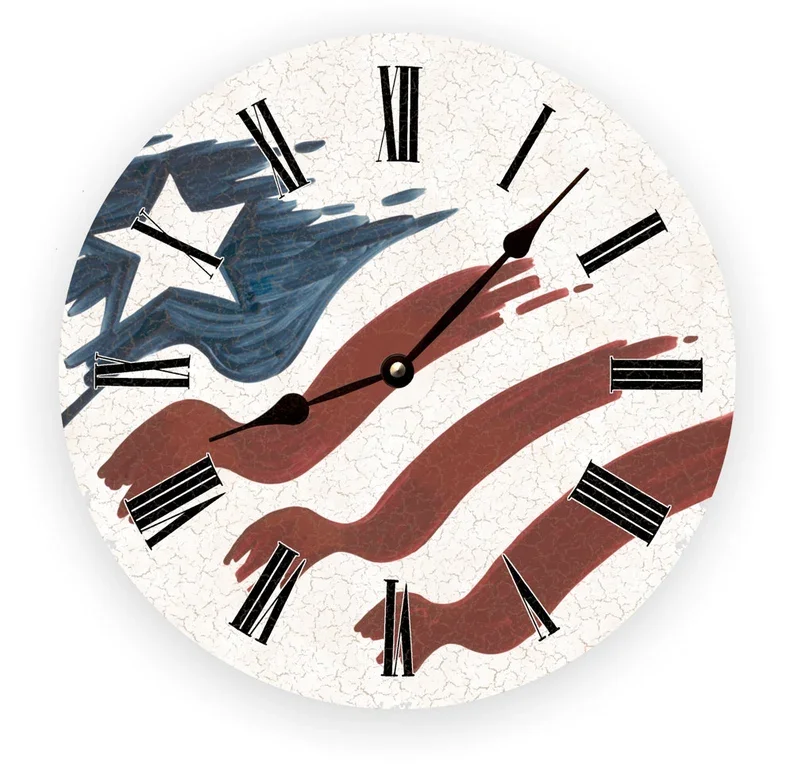 Contemporary ceramic wall tapestry-American Flag Clock- USA Clock