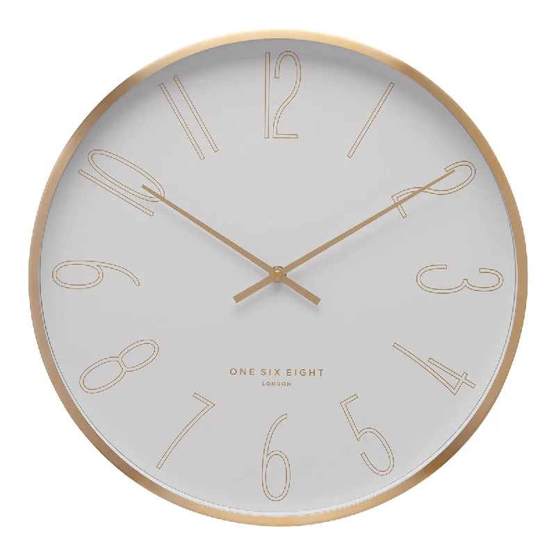 Elegant velvet wall shelf-ASTRID 40cm White Silent Wall Clock