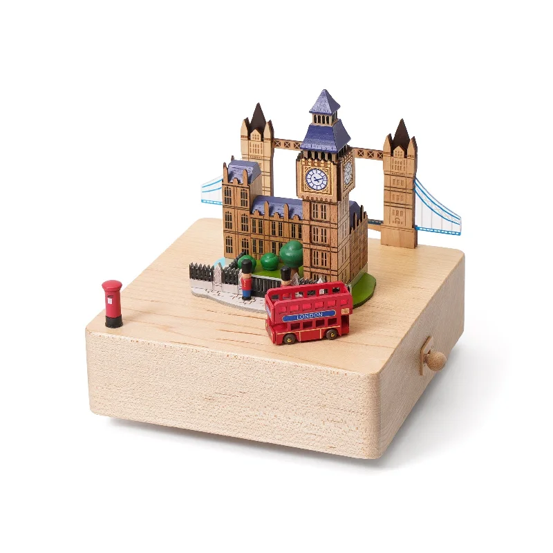 Unique farmhouse wall mirror-London Bus Wooden Music Box