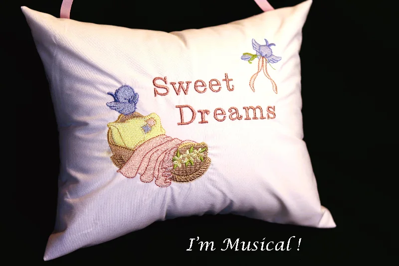 Unique industrial wall shelf-Baby Cradle & Bluebirds Music Box Pillow -- Personalized Embroidered MUSICAL Keepsake