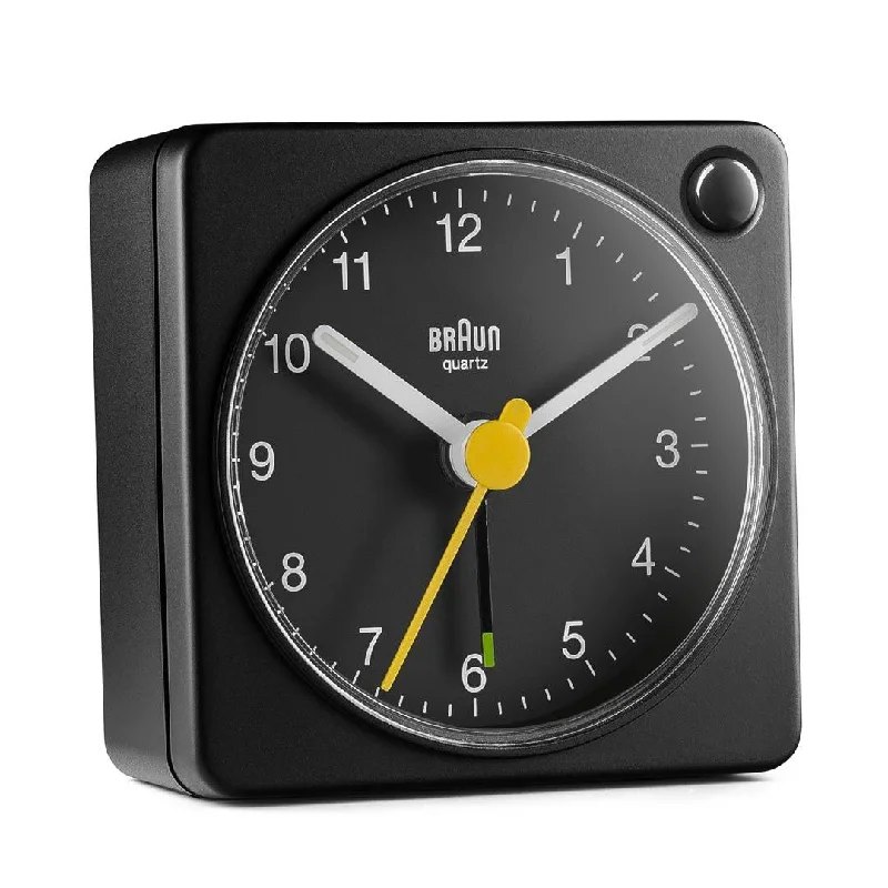 Modern brass table ornament-BC02X Braun classic analogue travel alarm clock - black