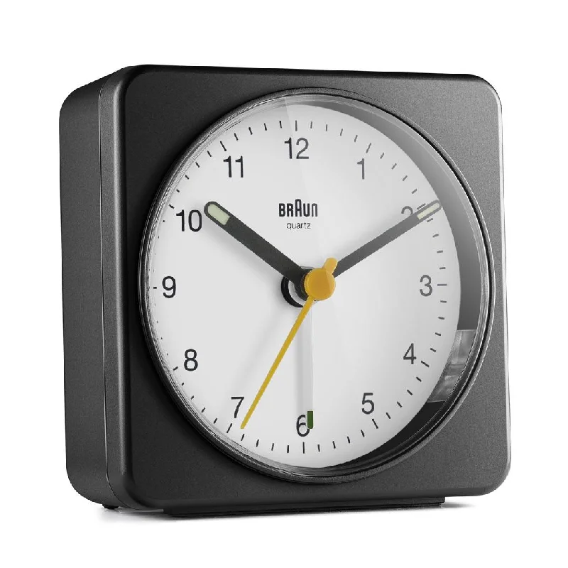 Vintage bronze table statue-BC03 Braun classic analogue alarm clock  - black & white