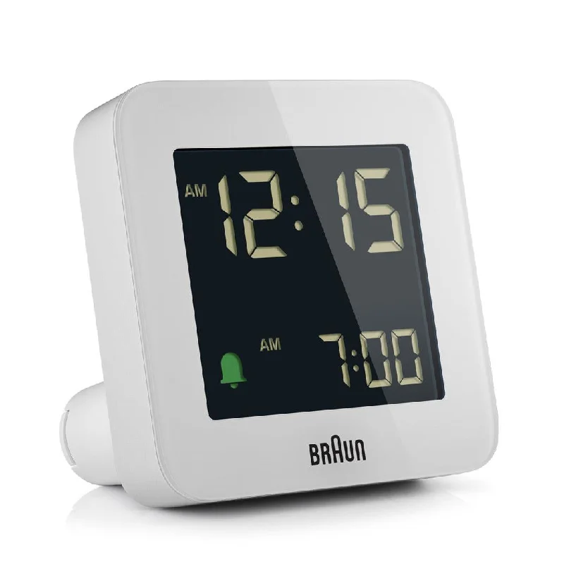 Handcrafted jute wall shelf-BC09 Braun digital alarm clock - white