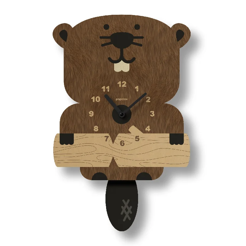 Unique farmhouse vase decor-beaver - pendulum clock