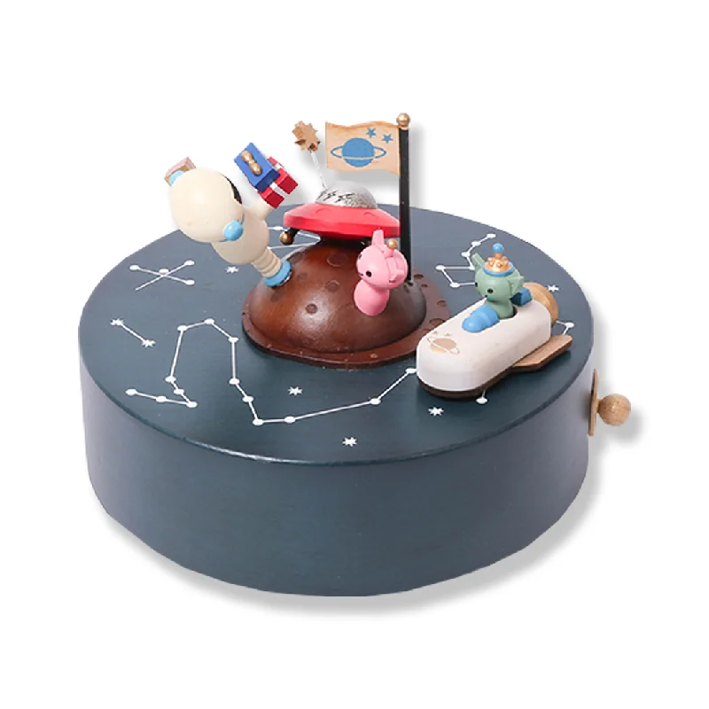 Modern acrylic wall hook-Birthday in Outer Space | Wooden Music Box