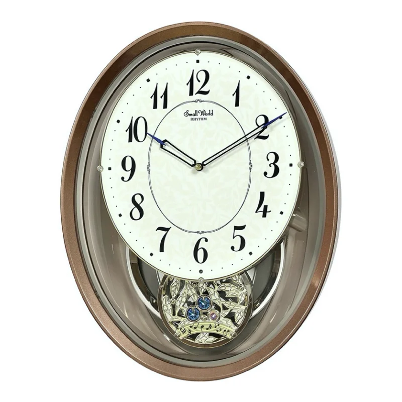 Contemporary glass wall tile-Rhythm “Bloom” Musical Motion Decorative Pendulum Wall Clock - 4MJ446WU06