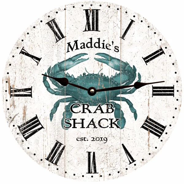 Large geometric wall plaque-Blue Crab Clock- Personalized Blue Crab Clock