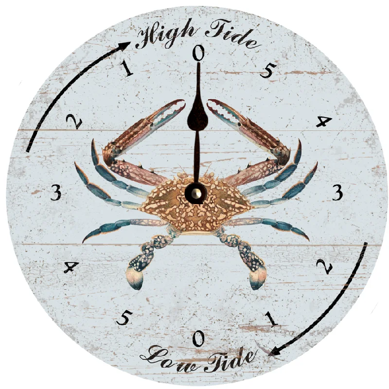 Contemporary ceramic wall mirror-Blue Crab Tide Clock- Tide Reading Clock