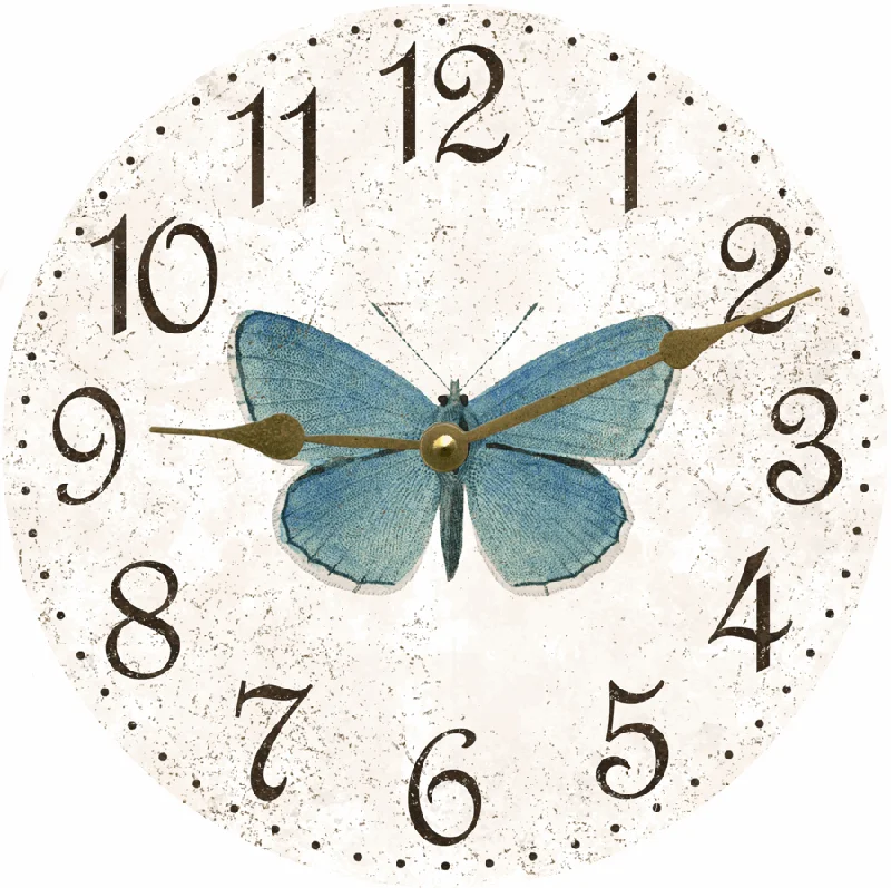 Vintage bronze wall art-Butterfly Clock- White Rustic Clock