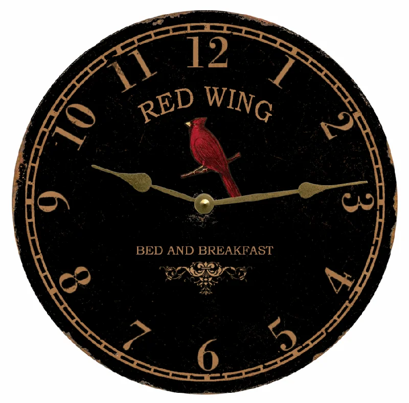 Elegant velvet wall hook-Cardinal Clock- Bed and Breakfast Clock