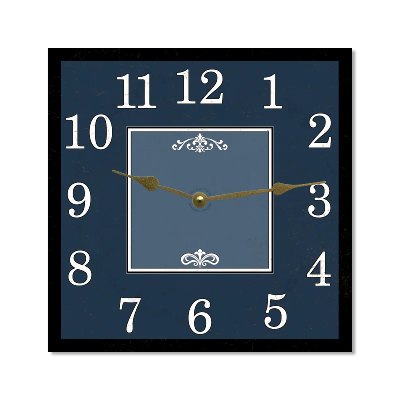 Elegant linen throw pillow-Classic Blue Square Wall Clock