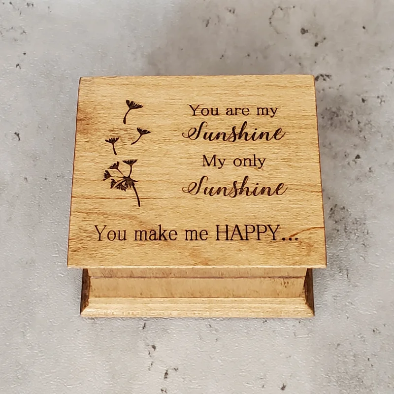 Elegant crystal vase centerpiece-Music box You are my Sunshine, custom engraved gift for daughter