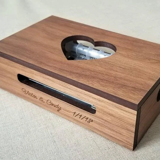 Handcrafted wooden bowl set-Custom Music Box with Heart Design