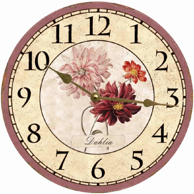 Small iron wall art-Dahlia Flower Clock