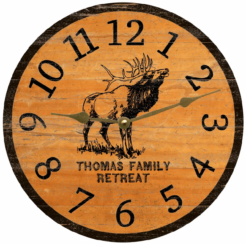 Elegant rattan wall tapestry-Elk Clock- Personalized Elk Clock