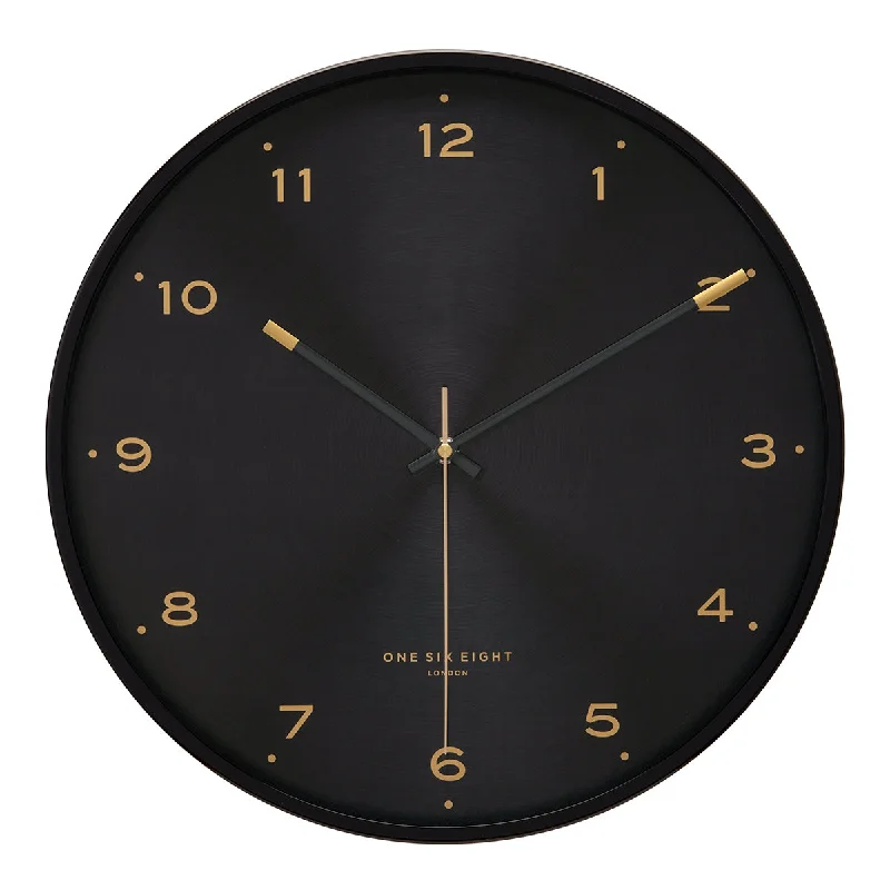 Contemporary glass wall mirror-ELSA 40cm Black Silent Wall Clock