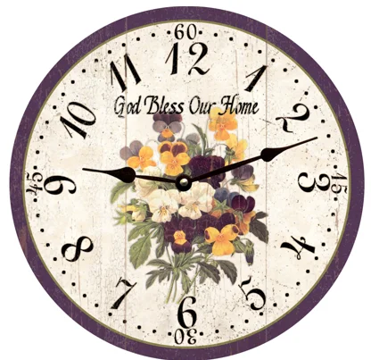 Rustic pine wall mirror-Floral Kitchen Clock- Handcrafted Pansy Clock