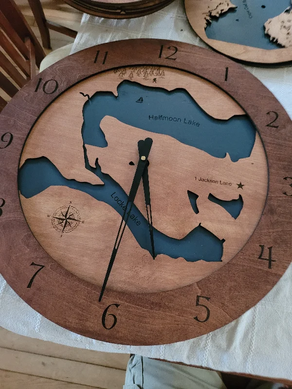 Modern steel wall tapestry-Half Moon Lake NH Time Clocks