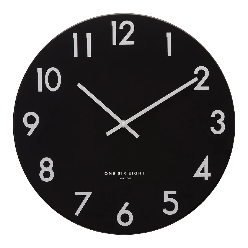 Unique mid-century wall vase-JACKSON Black 30cm Silent Wall Clock