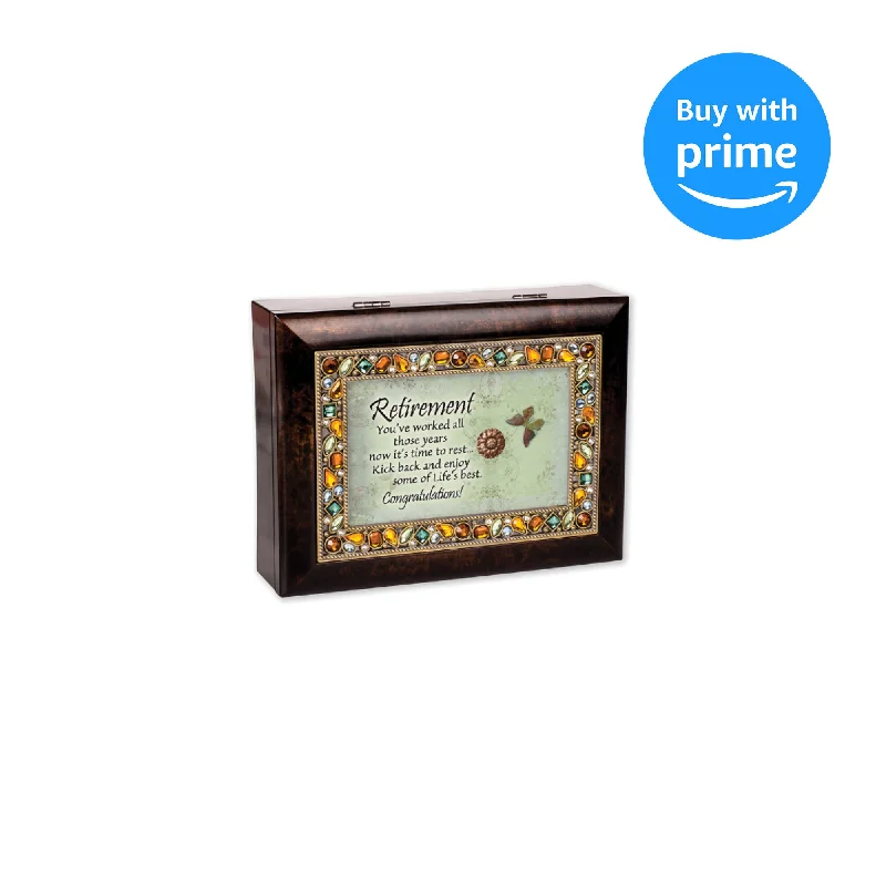 Modern acrylic wall shelf-Cottage Garden Retirement You Worked All Those Years Amber Earth Tone Jewelry Music Box Plays Wonderful World