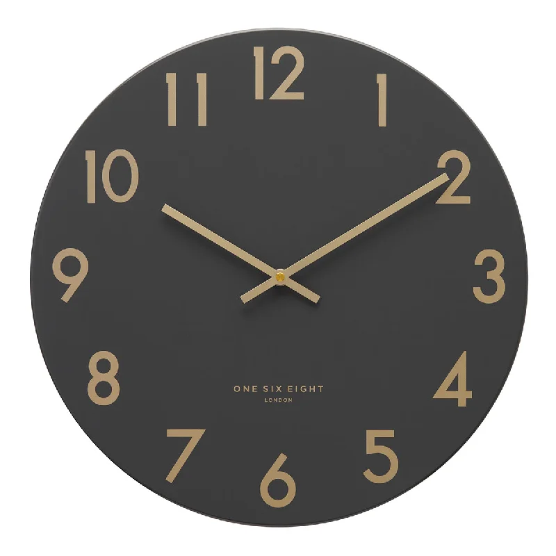 Unique industrial wall vase-JONES Charcoal 30cm Silent Wall Clock