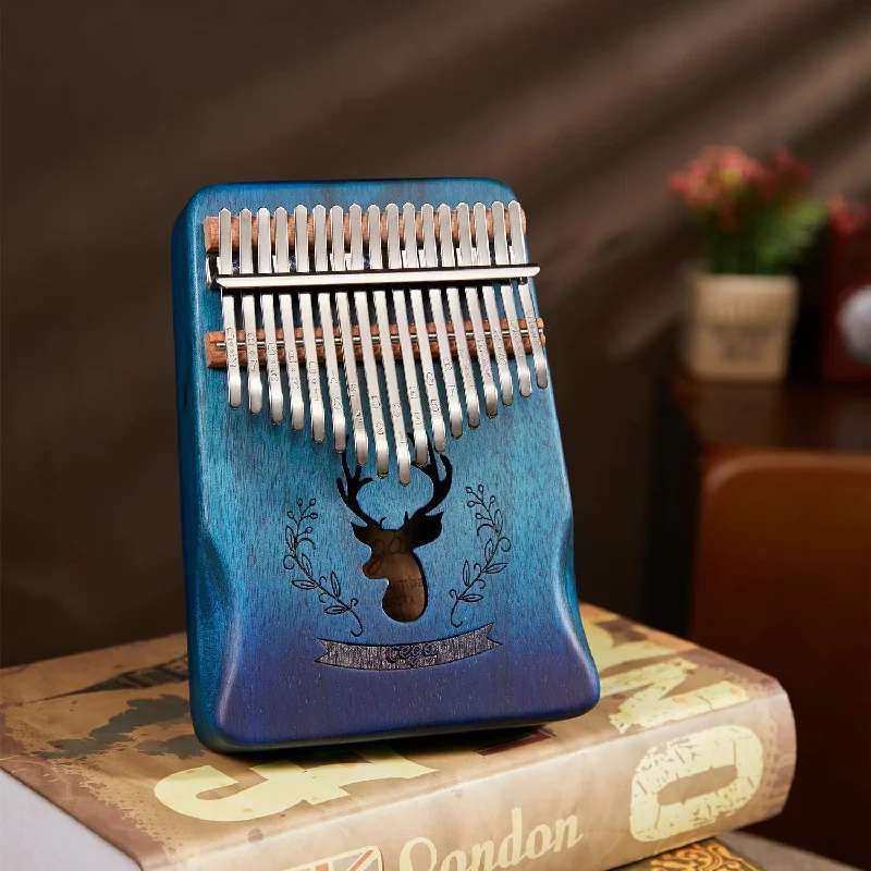 Elegant linen throw pillow-🎁 17 Notes Blue  Kalimba Portable Thumb Piano 💞