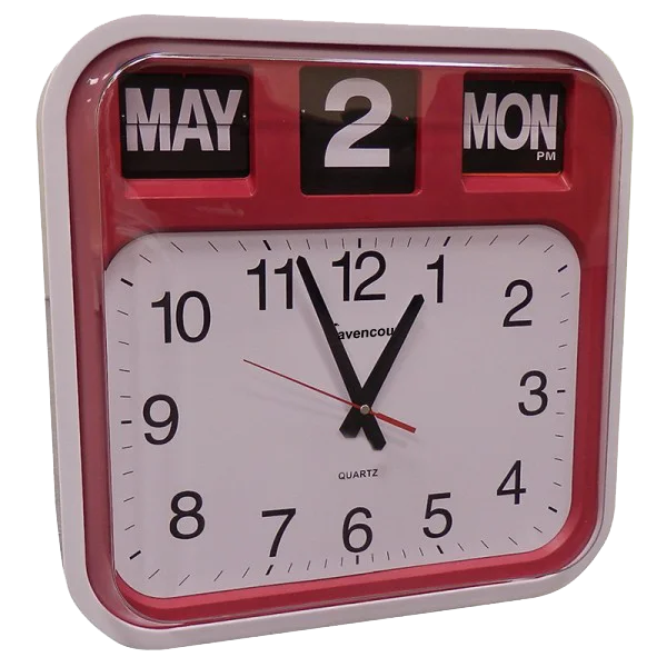 Elegant rattan wall art-Large square calendar clock - red