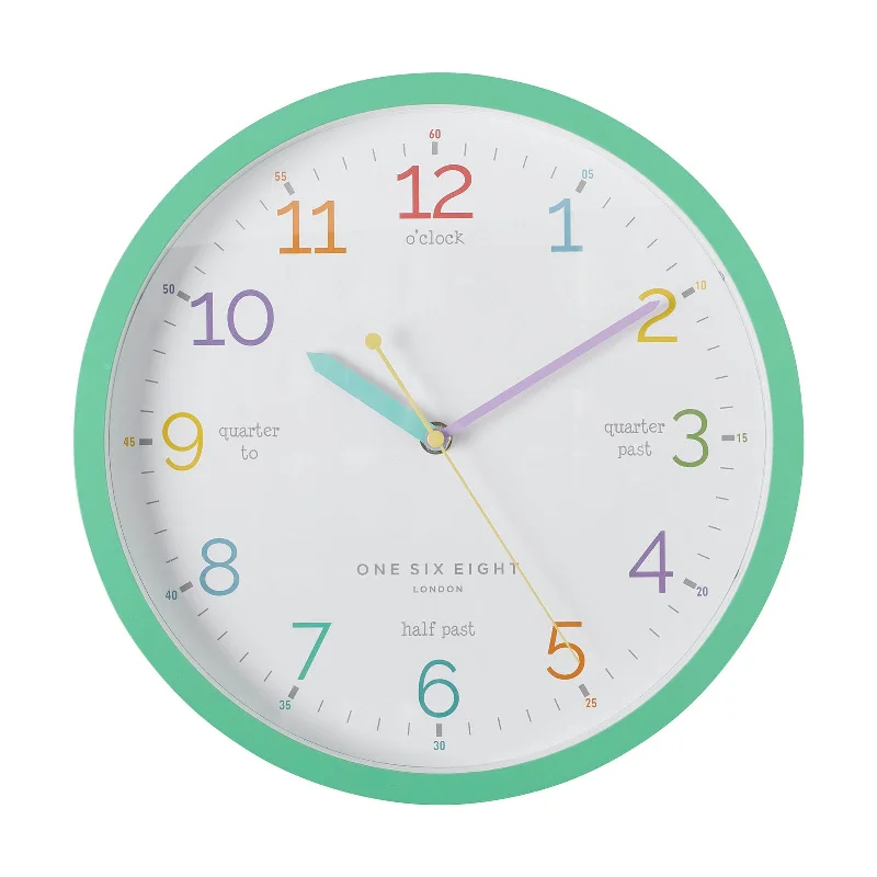 Small iron wall art-LEARN THE TIME Mint 30cm Silent Wall Clock