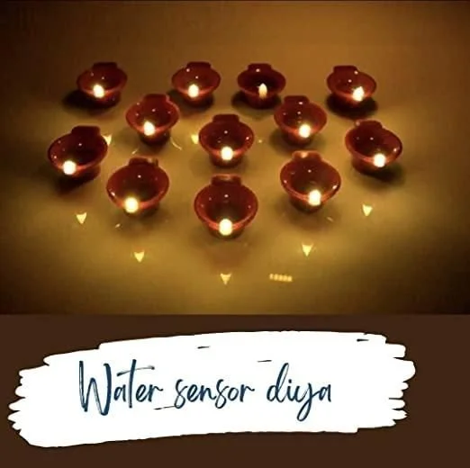 Minimalist white wall art-LED Light Water Sensor 🕯️Diya's Plastic with, Ambient Lights💡