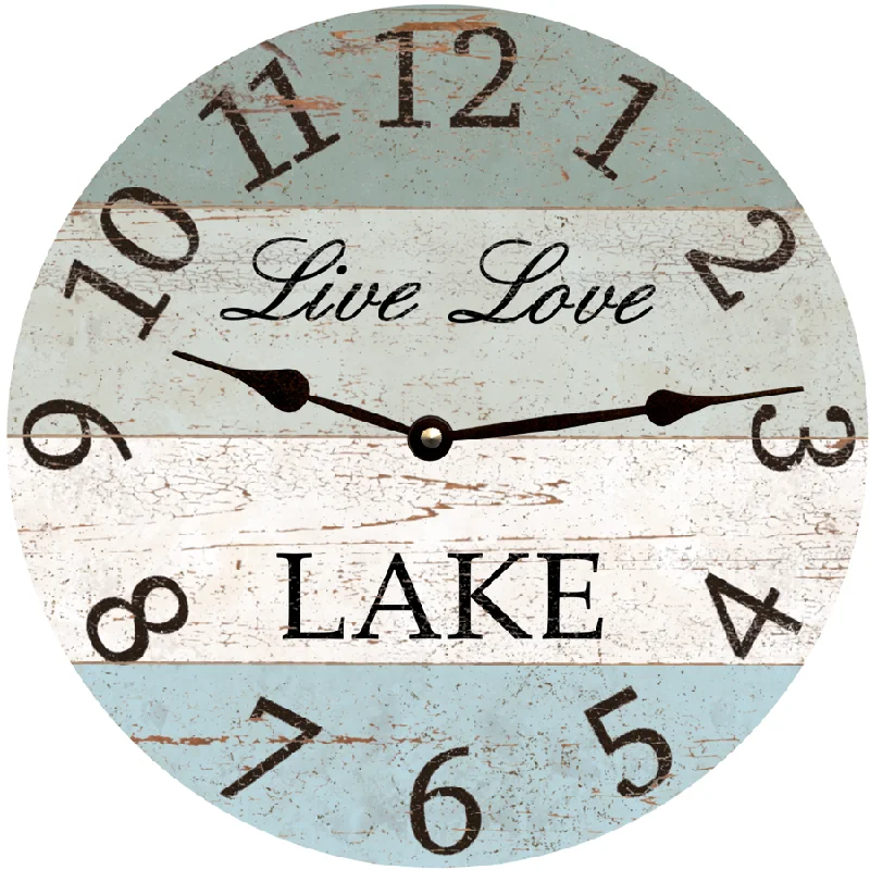 Rustic oak wall shelf-Live Love Lake Clock