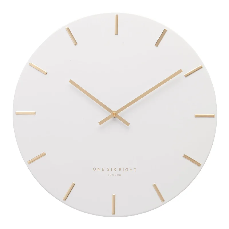 Large geometric wall art-LUCA White 40cm Silent Wall Clock