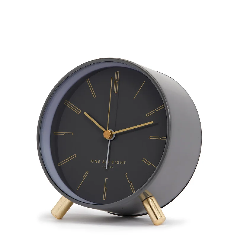 Elegant silk wall art-MAYA Charcoal  Grey Silent Alarm Clock