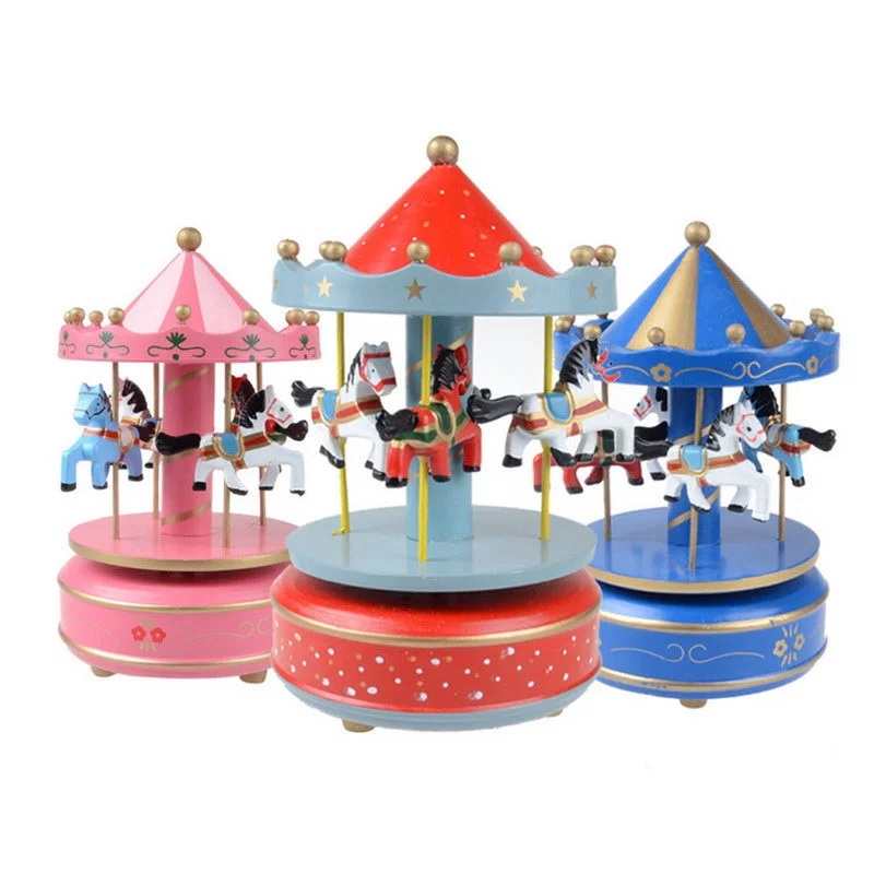 Contemporary woven throw cushion-Merry-Go-Round Carousel Music Box