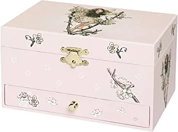 Unique farmhouse vase decor-Musical Jewellery Box: The Flower Fairies - The Blackthorn Fairy (with Drawer)