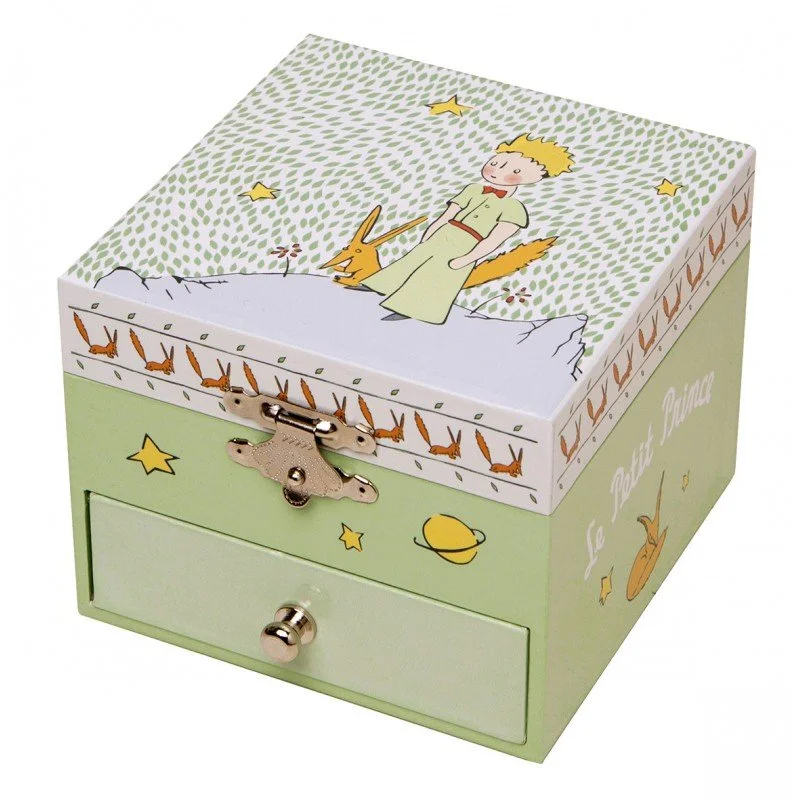 Elegant silk table coaster-Musical Jewellery Box: The Little Prince - Garden (Cube)