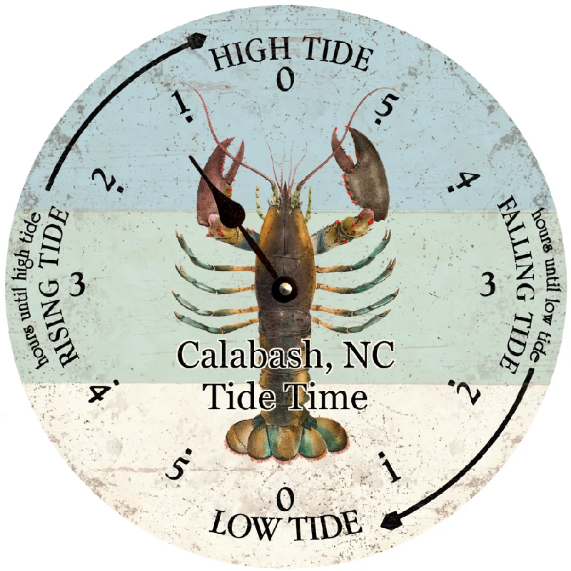 Handcrafted bamboo wall art-Nautical Lobster Tide Clock – Customizable Coastal Home Gift