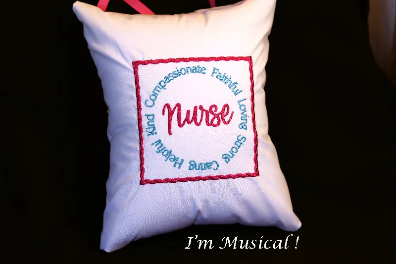 Unique farmhouse wall art-Nurse Music Box Pillow -- Personalized Embroidered MUSICAL Keepsake