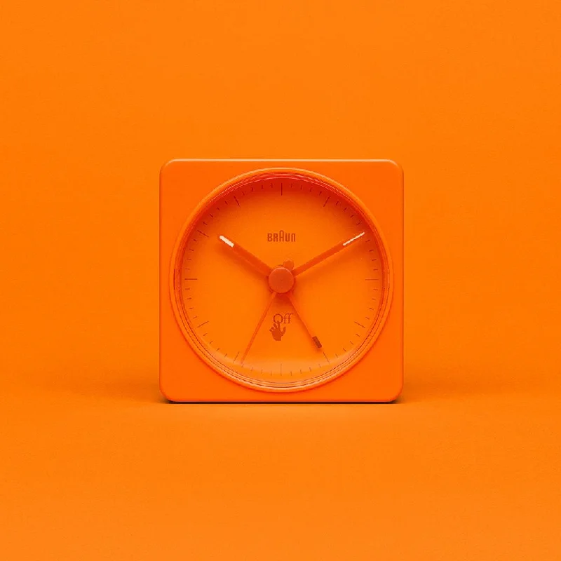 Contemporary matte wall tapestry-BC02 Off-White™ x Braun limited edition classic travel analogue alarm clock - orange