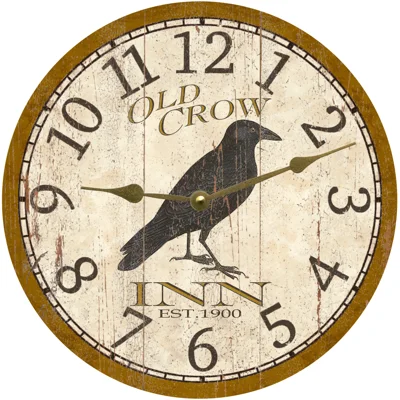 Modern geometric wall plaque-Old Crow Inn Clock- Old Crow Wall Clock- Black Crow Décor